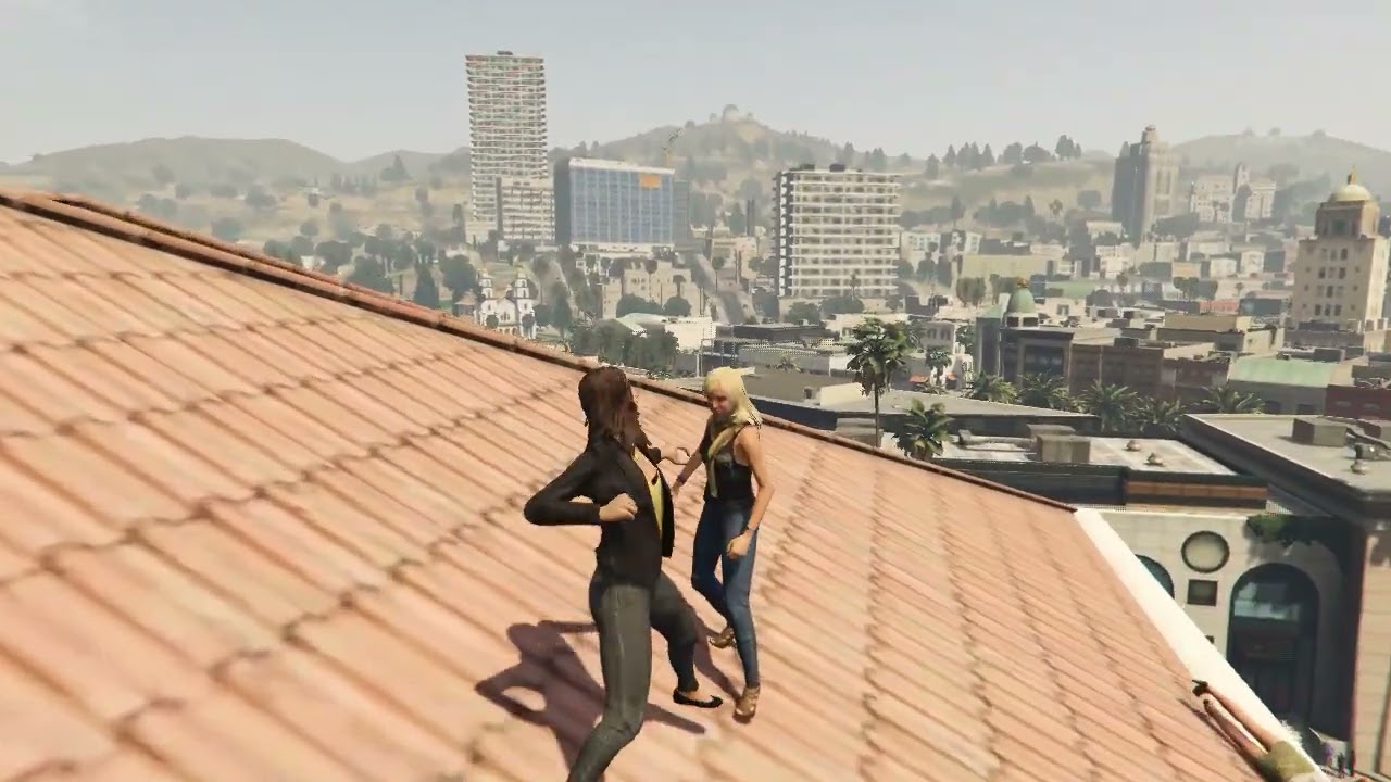 GTA V - Girl Roof Fight 2