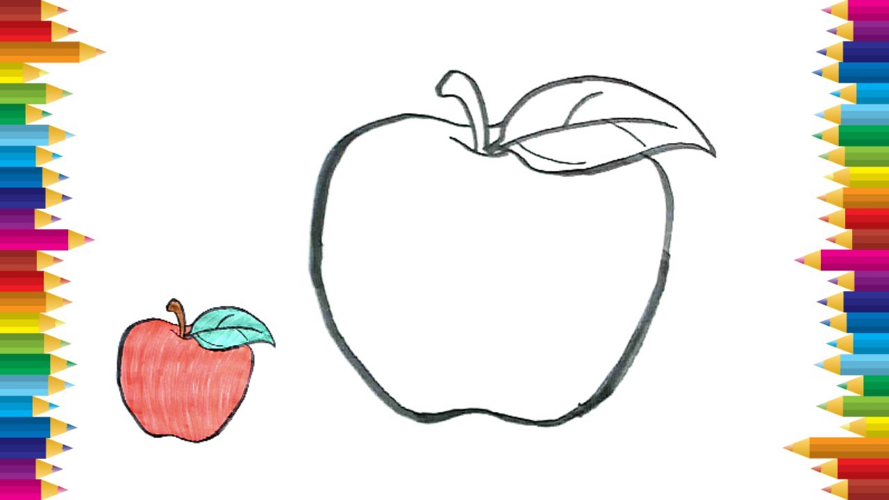 How To Draw And Color An Apple | Simple Drawings For Kids #drawingtutorial