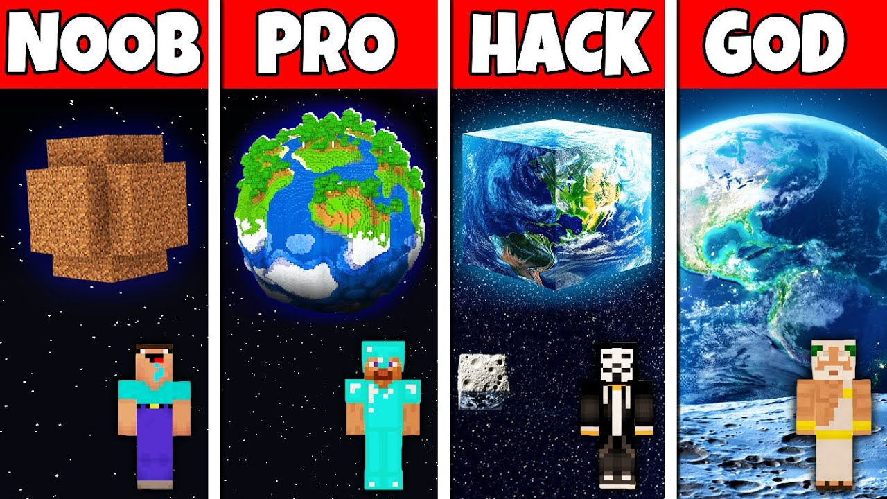 Minecraft Battle: NOOB vs PRO vs HACKER vs GOD! INSIDE PLANET HOUSE BUILD CHALLENGE in Minecraft