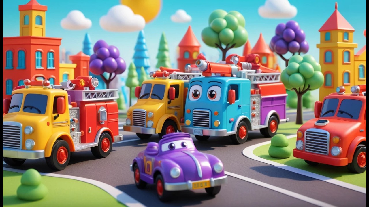 Sieben kleine Spielzeug Feuerwehrautos | Kinderlied & Feuerwehr Video