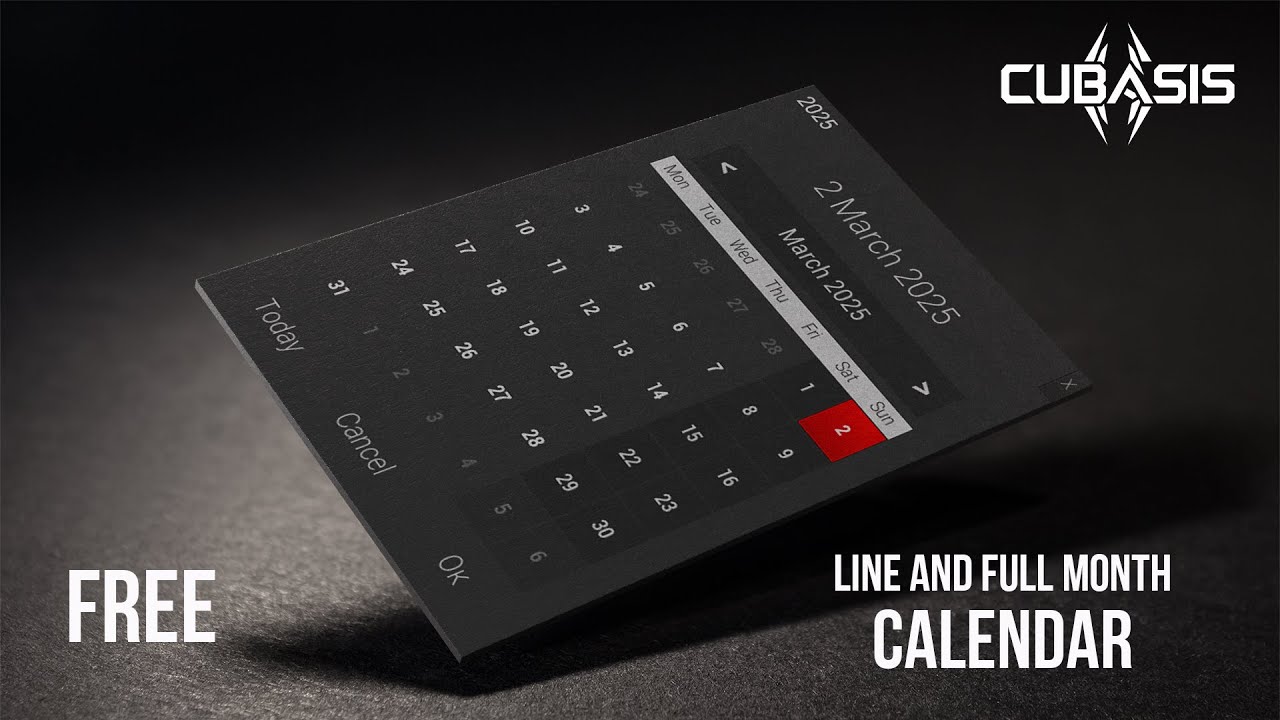 Free Calendar for Unreal Engine. Line and full month