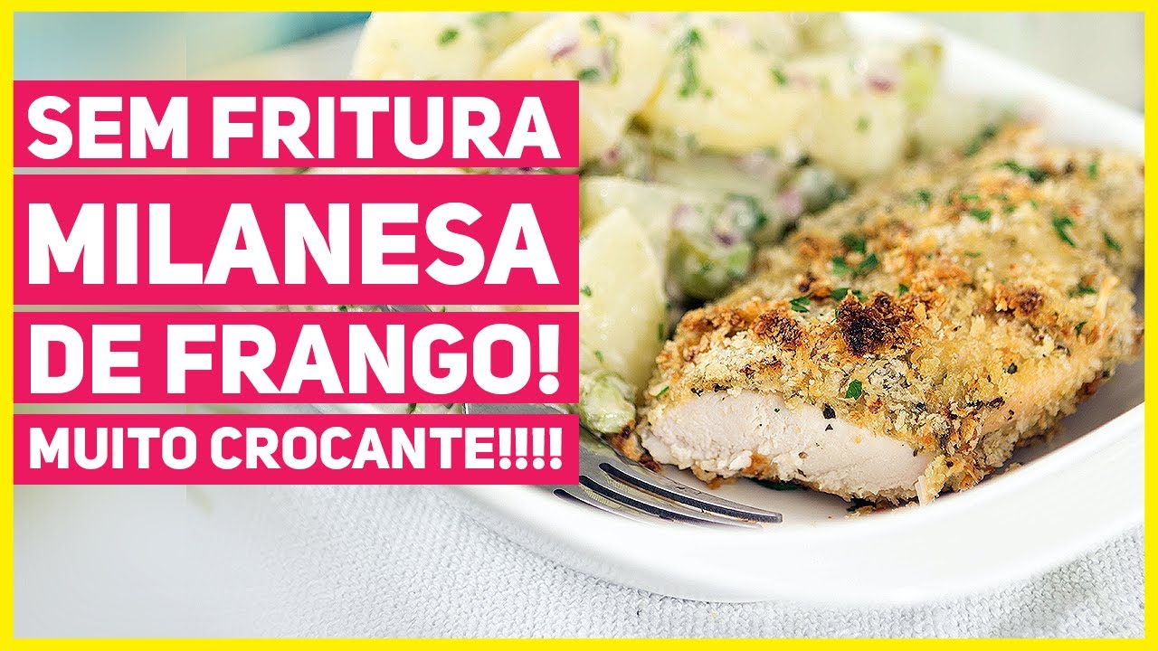 FRANGO A MILANESA SEM FRITURA CROCANTE E DELICIOSO! + Salada de Batatas | Receitas de Minuto 521