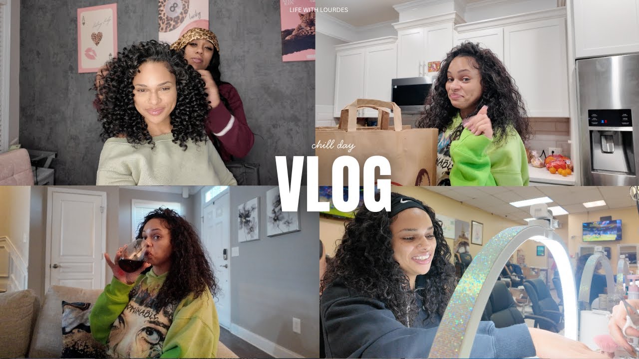VLOG: Chill Day + Hair Day ft. ULA Curly Hair Bundles + Nail Date + Trader Joe's Run
