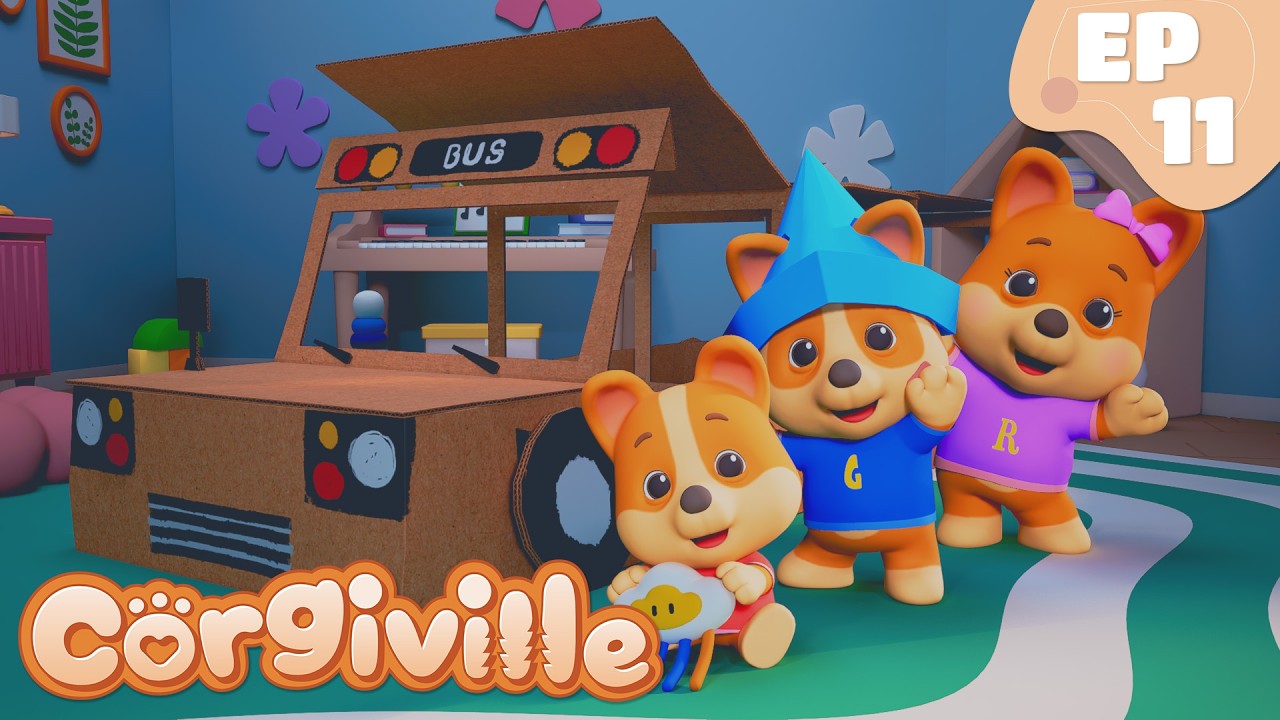 The Bus Around Town | Nursery Rhyme for Kids | Corgiville Ep 11