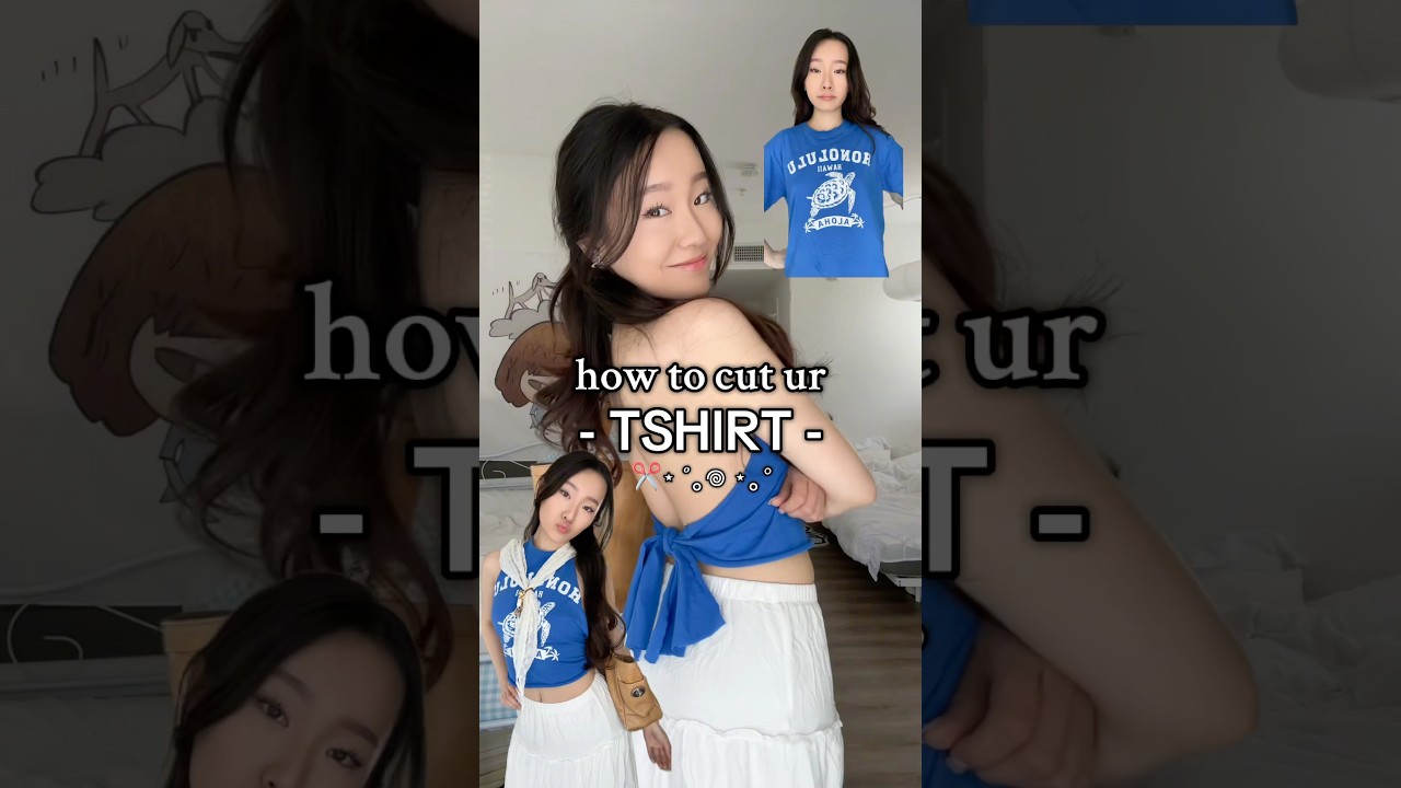 HOW TO TURN UR KRUSTY TSHIRT INTO A CUTE BACKLESS TOP ✂️👚 #tshirt #clothinghacks #outfitideas #ootd