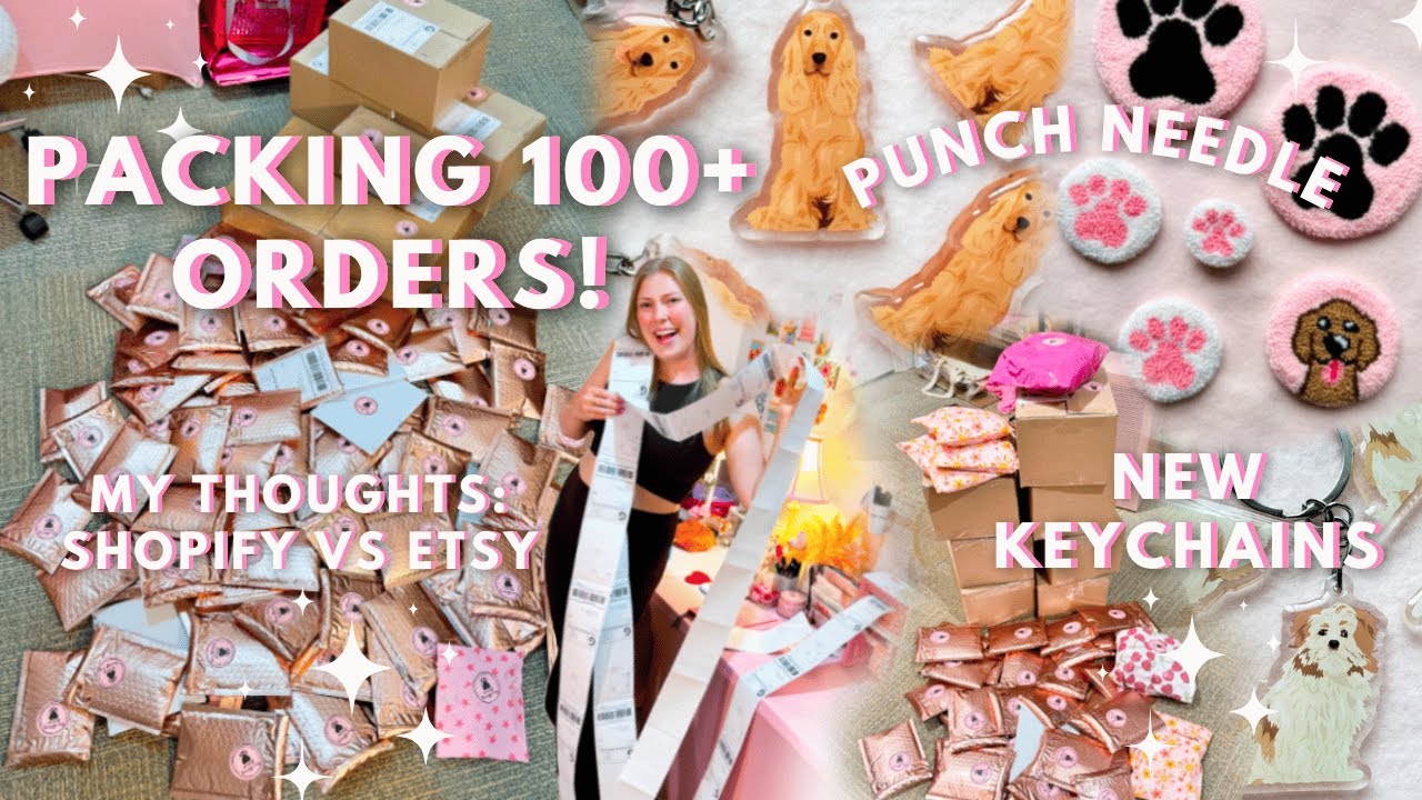 Studio Vlog // packing 100+ orders, new keychains, punch needle, tiktok live + MORE