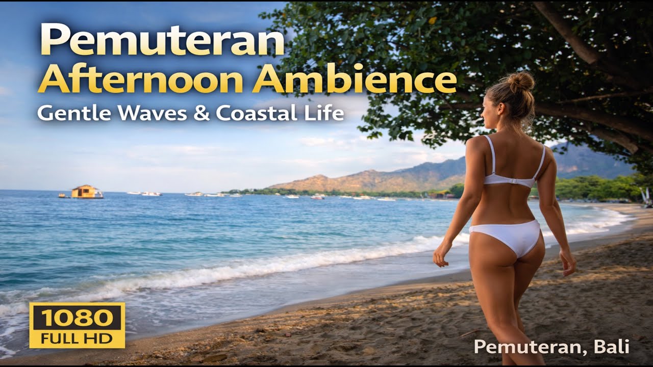 Peaceful Afternoon in Pemuteran, Bali - 41Mins of Gentle Waves & Distant Voices | Nature Ambience