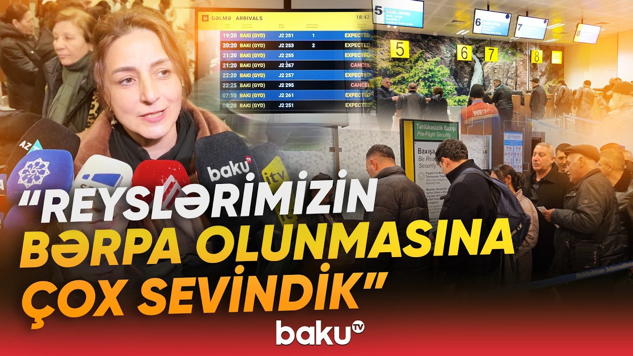 Naxçıvan Beynəlxalq Hava Limanında vətəndaşlar sevincini bölüşdü - Baku TV