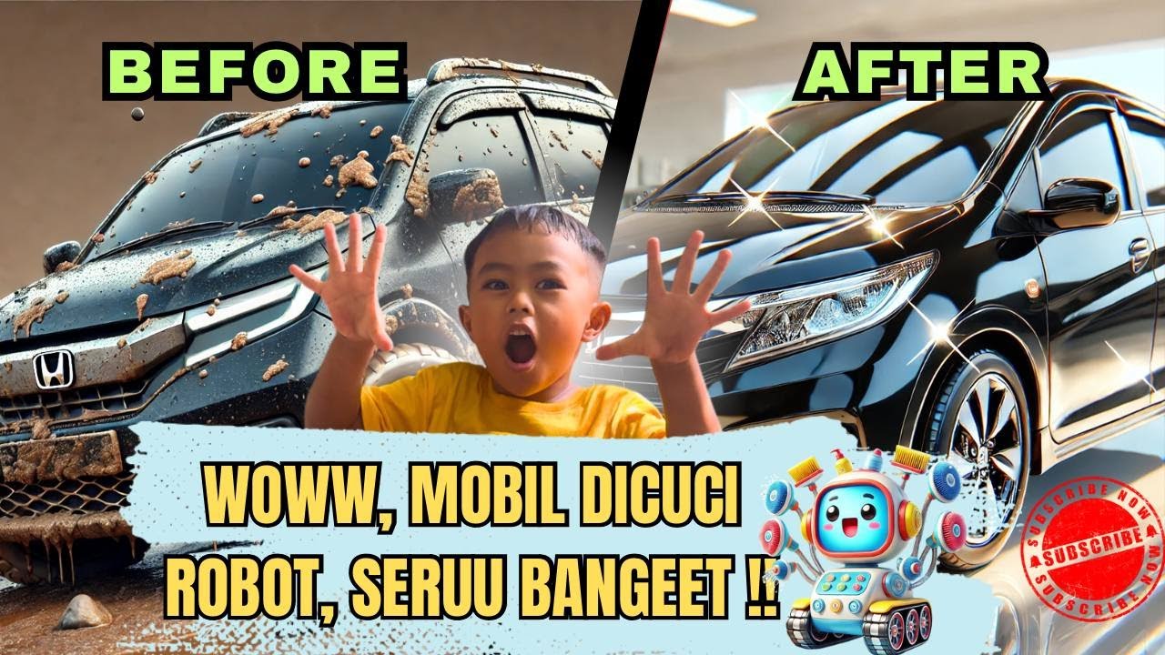 Reaksi Anak Saat Masuk ke Cuci Mobil Otomatis! Lucu & Seru 🤣