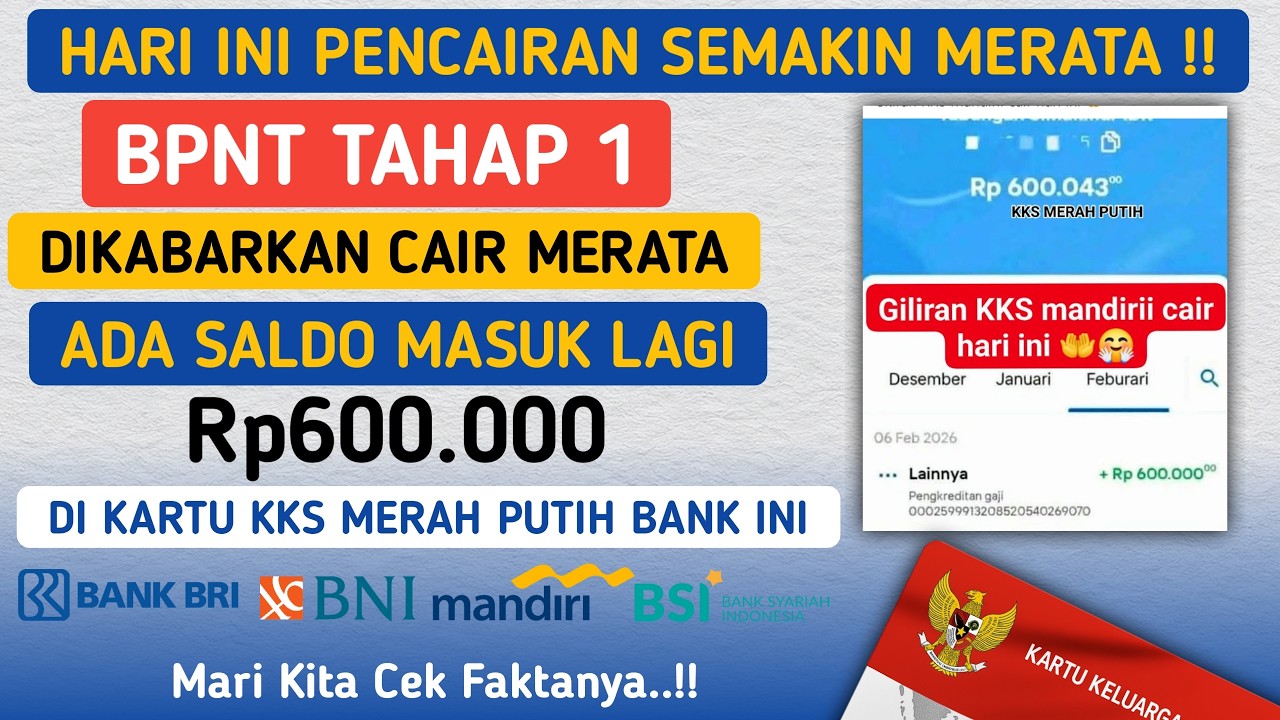 CAIR CAIR CAIR✅ BANSOS BPNT TAHAP 1 KKS BANK MANDIRI DIKABARKAN CAIR Rp600.000 PADA HARI INI