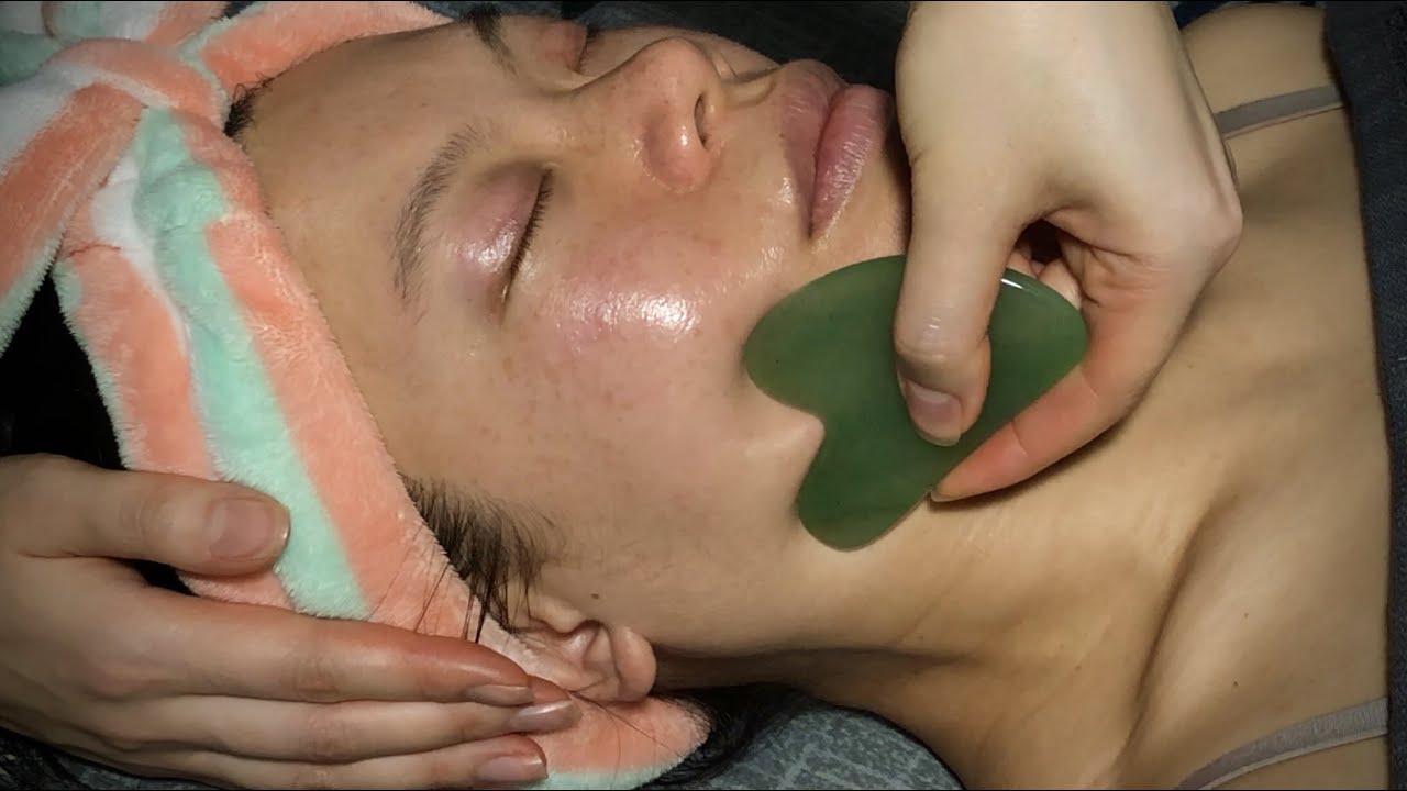 ASMR Gua Sha Facial Massage + Skin Care Routine for Dehydrated Skin (LO-FI WHISPERS, WHITE NOISE)