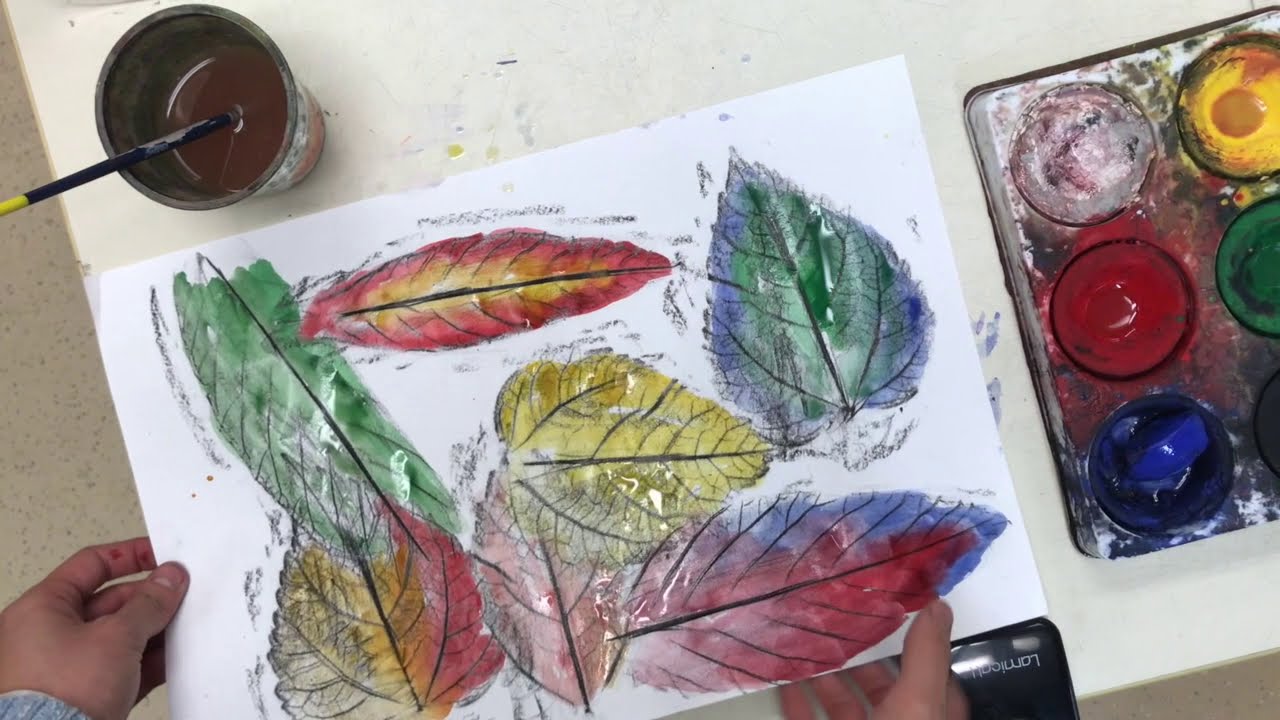 Crayon Leaf Rubbing (with paint)