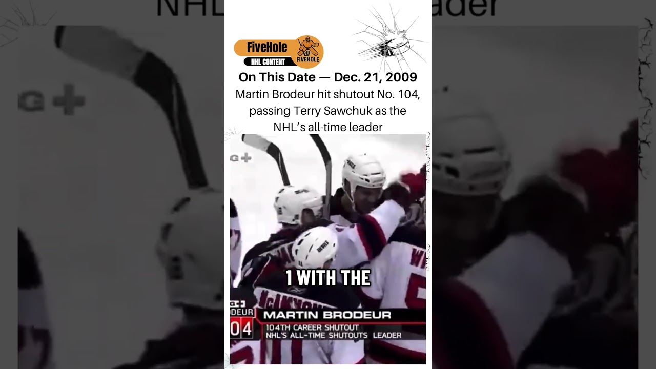 On this date, Martin Brodeur recorded his 104th career shutout, passing Terry Sawchuk