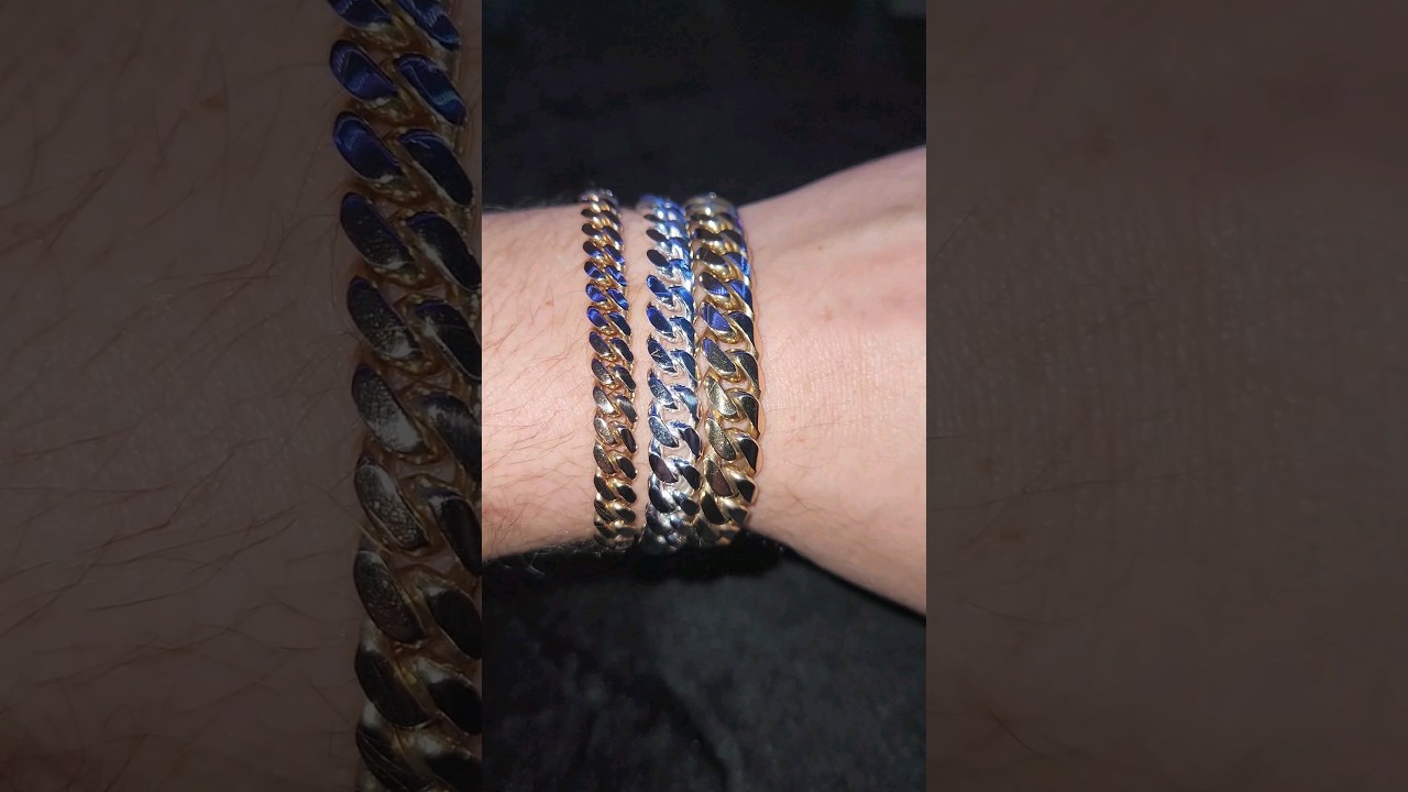 Miami Cuban Link Bracelet Size Comparison! 7mm vs. 8.5mm vs. 10mm! #shorts #sizecomparison  #jewelry