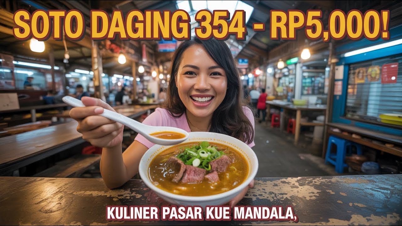 Soto Daging 354 – Cuma 5 Ribu?! Kuliner Pasar Kue Mandala Tangerang 🍲🔥