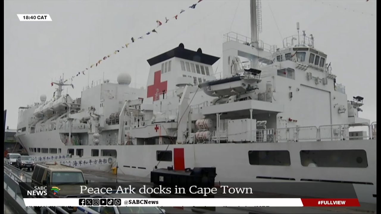 Chinese hospital ship, the Peace Ark docks in Cape Town