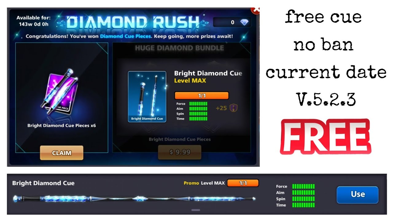 Bright diamond cue level max trick | how to open bright diamond cue | 8 ball pool | Kaif Ahmad 8bp