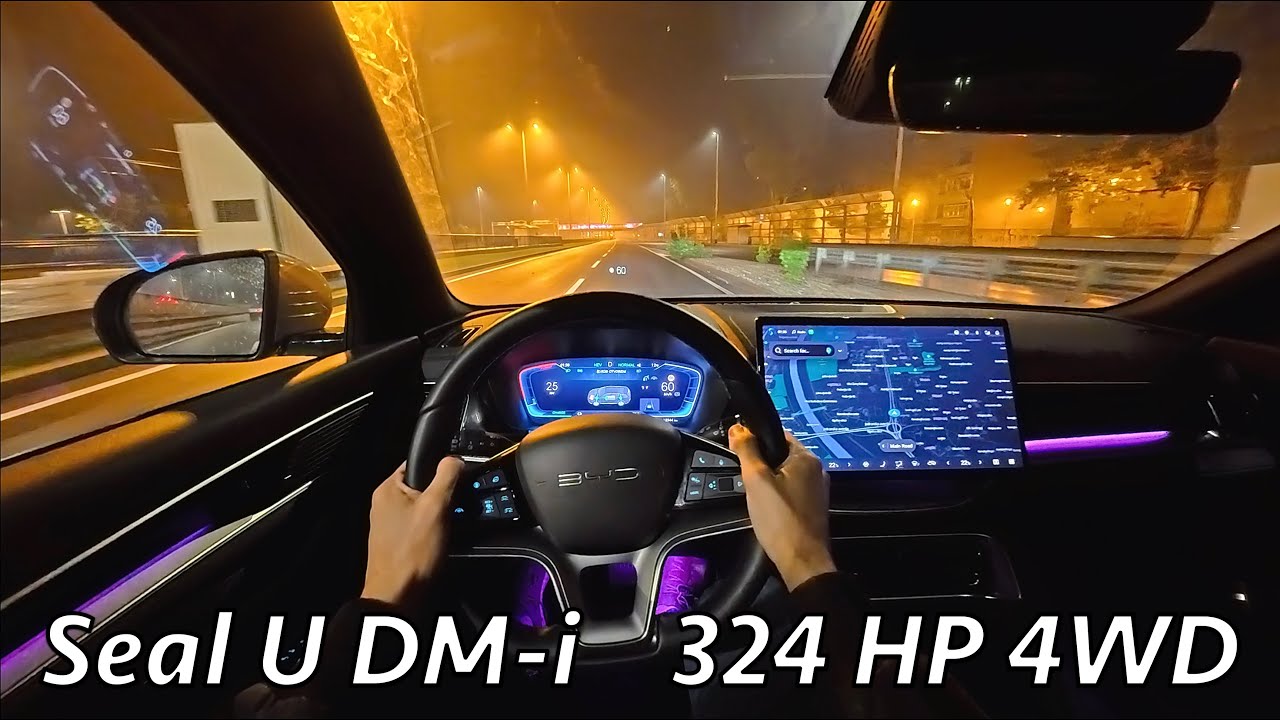 BYD Seal U DM-i 2025 Night POV driving review (AWD PHEV 324 HP)