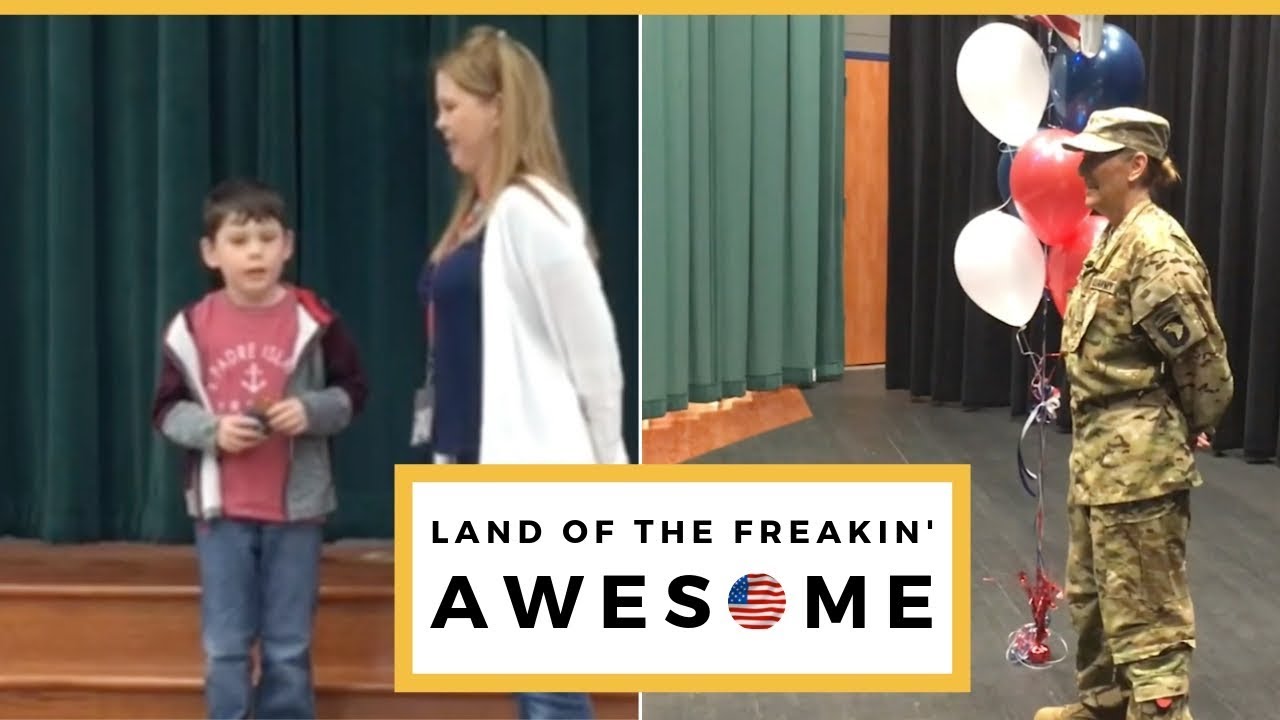 Apache Pilot Surprises Son At School