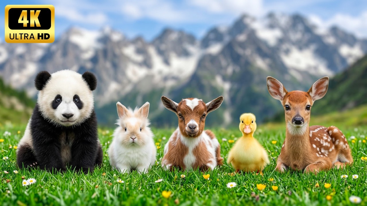 Очаровательные детеныши животных в формате 4K 🦆🐐 – милые сцены из жизни диких животных, которые по