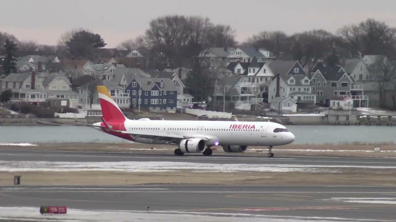 Logan in Flight - Iberia Airlines. Landing from Madrid