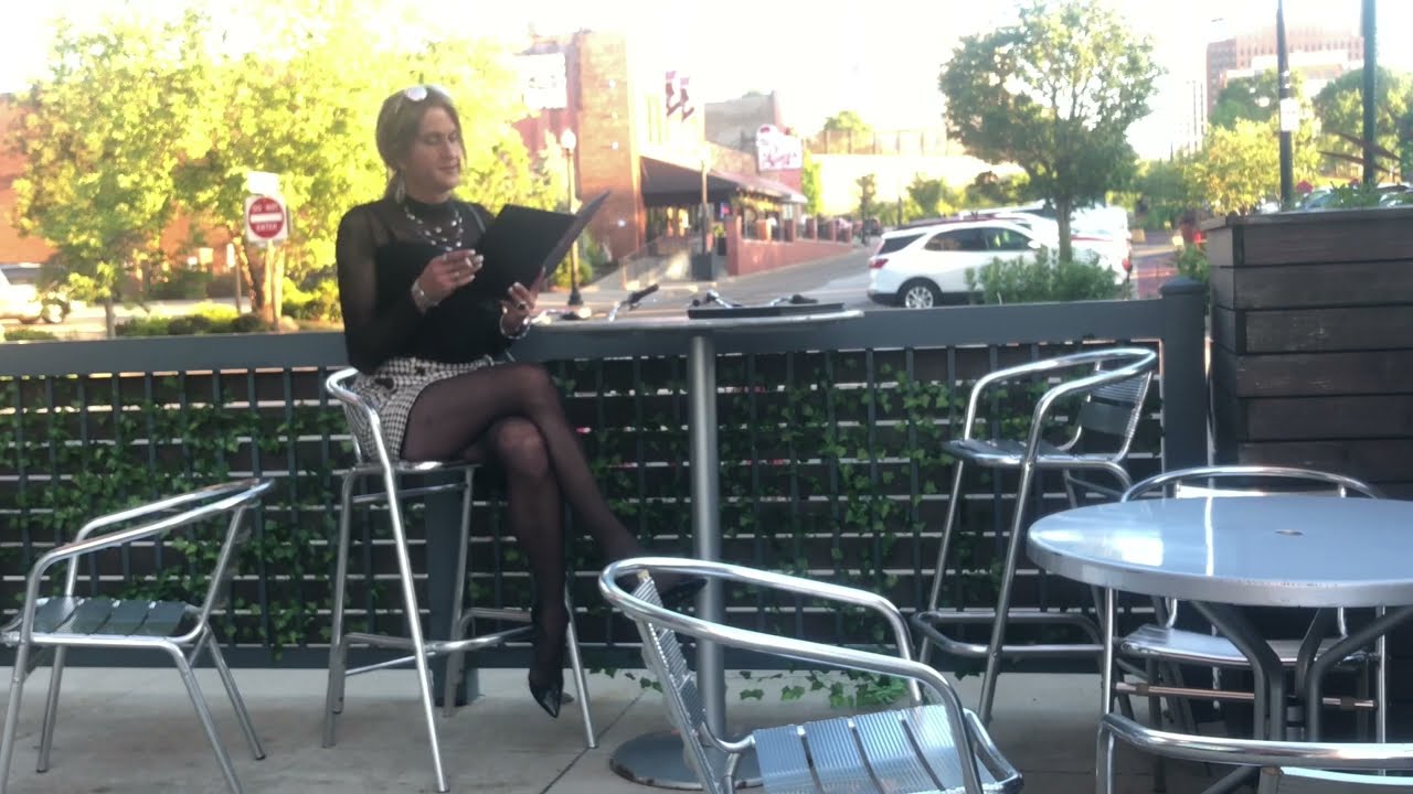Crossdresser Wearing Heels in Public