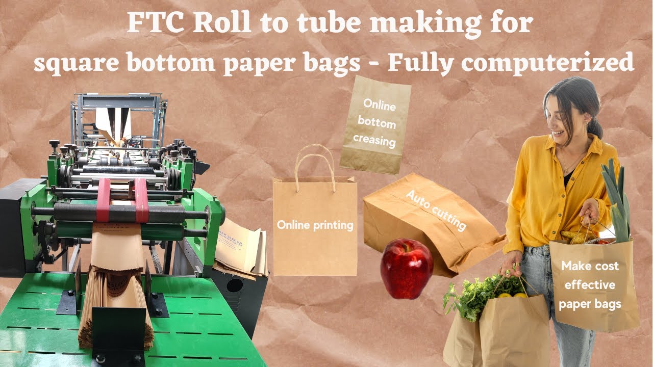 How to Make Square Bottom Paper Bags with FTC Paper Bag Making Machine| #paperbagmachine #paperbag