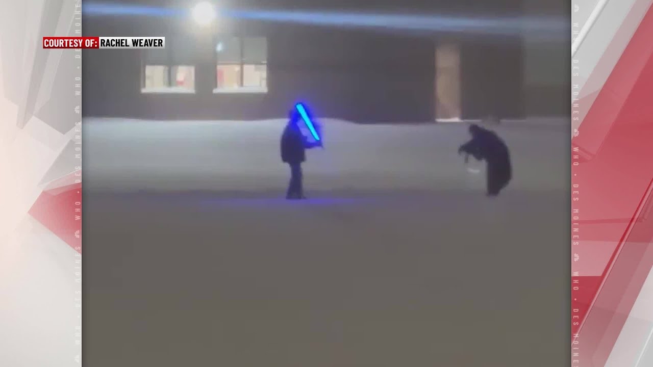 Snowy lightsaber battle in Waukee