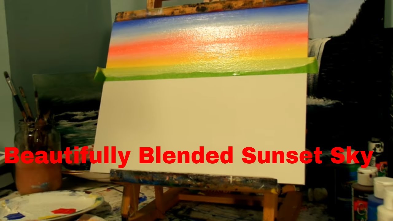 How to paint a EASY Sunset Sky Acrylic Painting Lesson 1 Country Landscape
