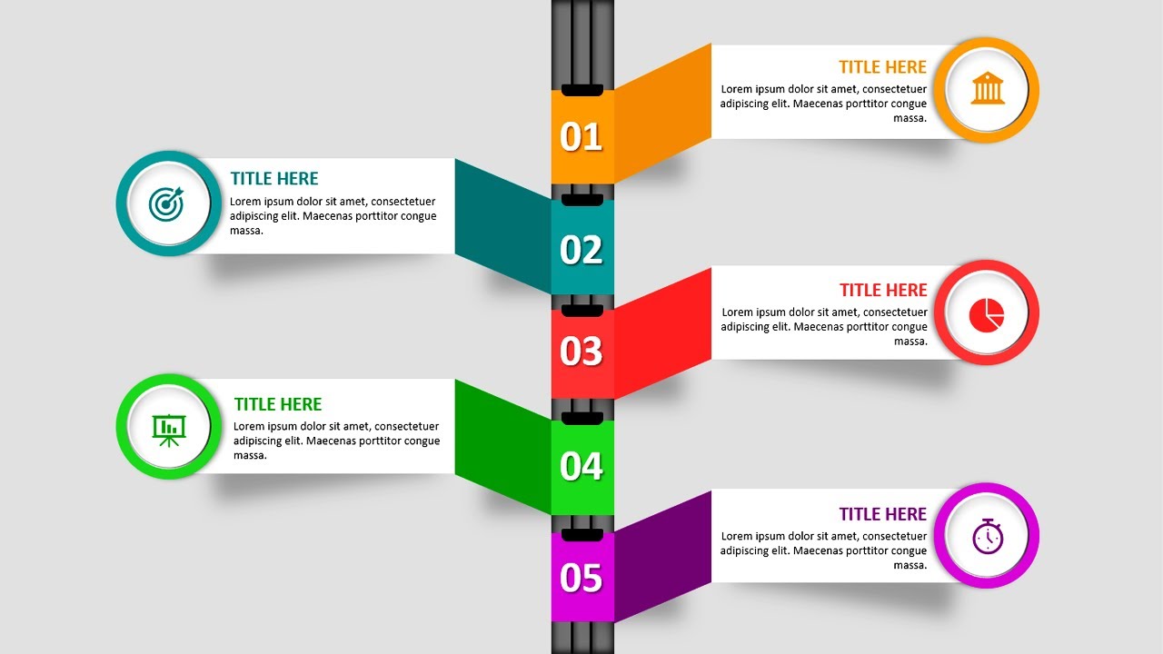 Create 5 Rectangular Options Infographic Slide Design in PowerPoint