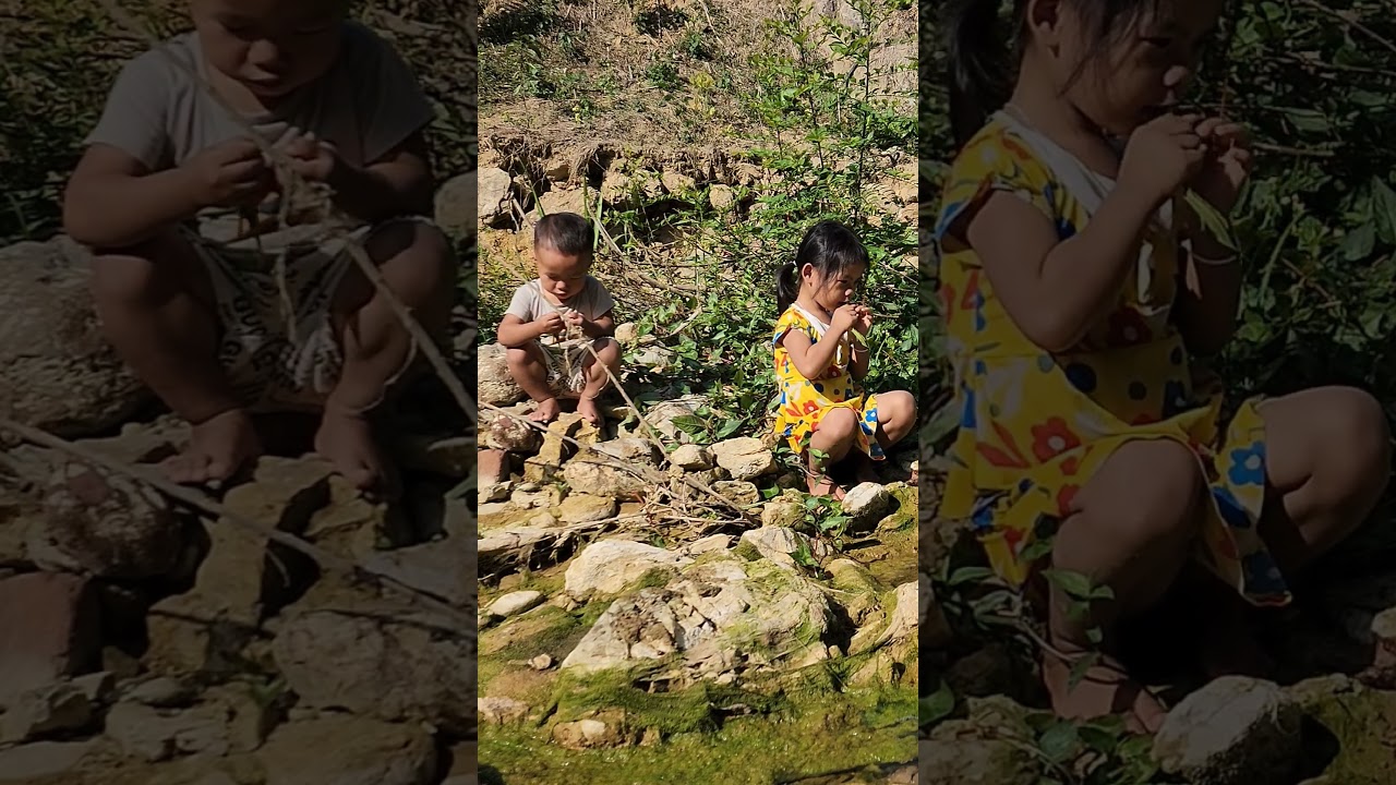 two children eat grass to survive #lyhoaica #funny #lythisai #cute #baby #lythily #farming