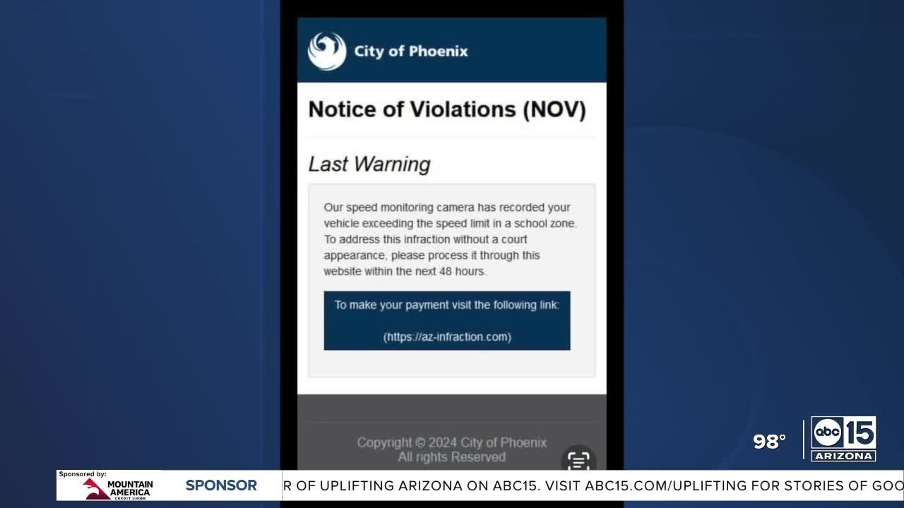 Phoenix police warning of fake speeding ticket text messages being delivered