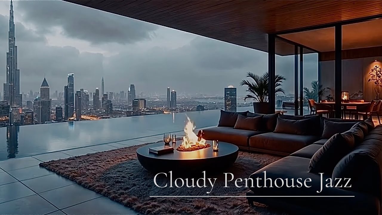 Cloudy Penthouse Vibes ☁️🔥 | Outdoor Lounge, Fire Pit & Smooth Jazz Ambience 