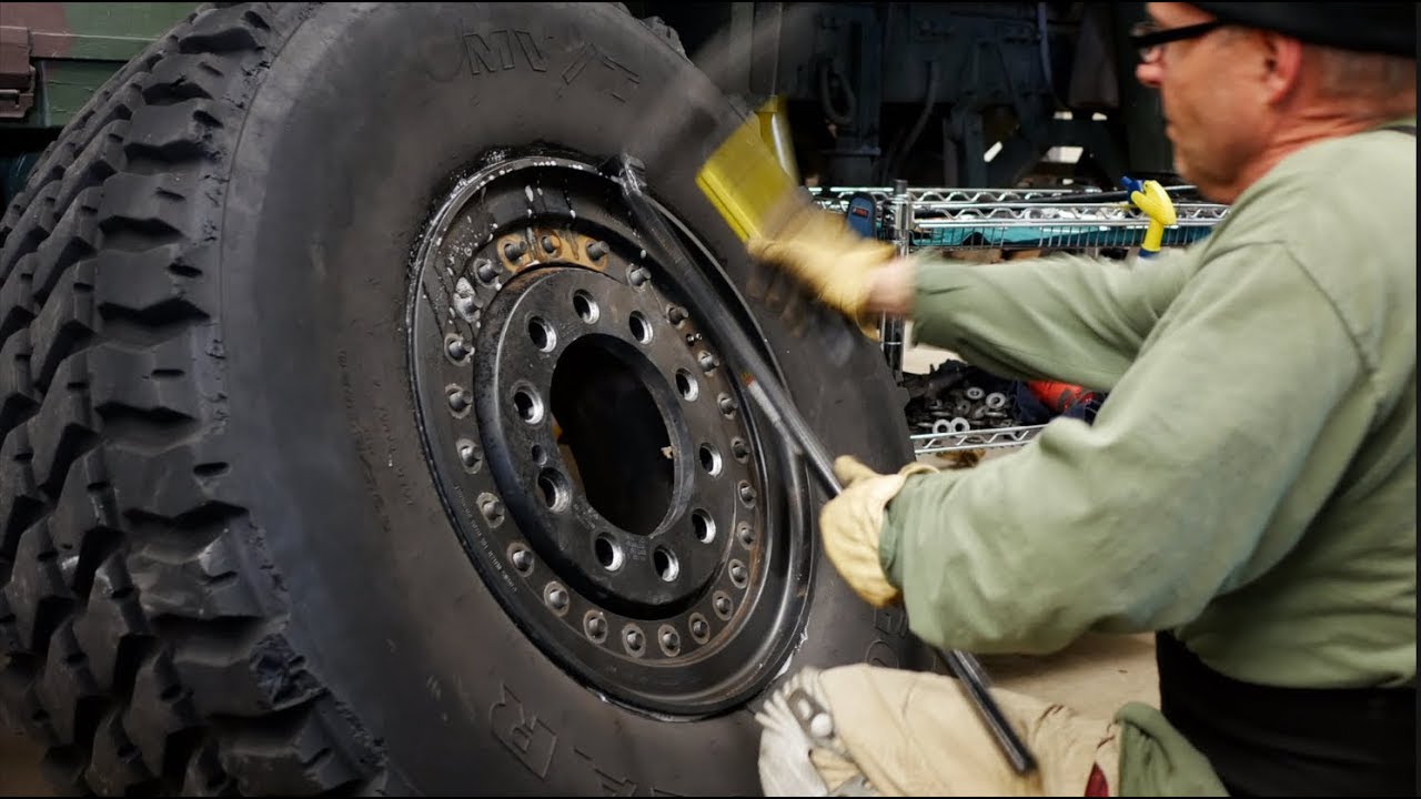 How to disassemble a LMTV Hutchison military split rim wheel