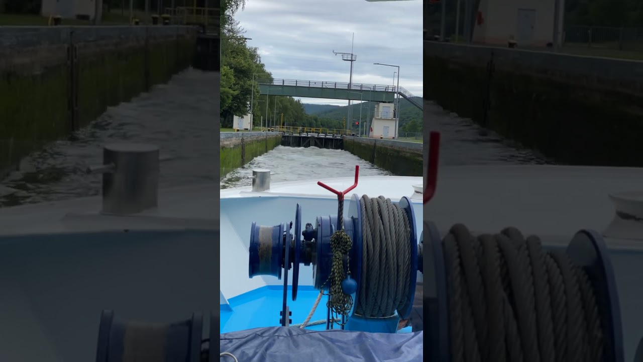 Going through a lock on the Rhine River.