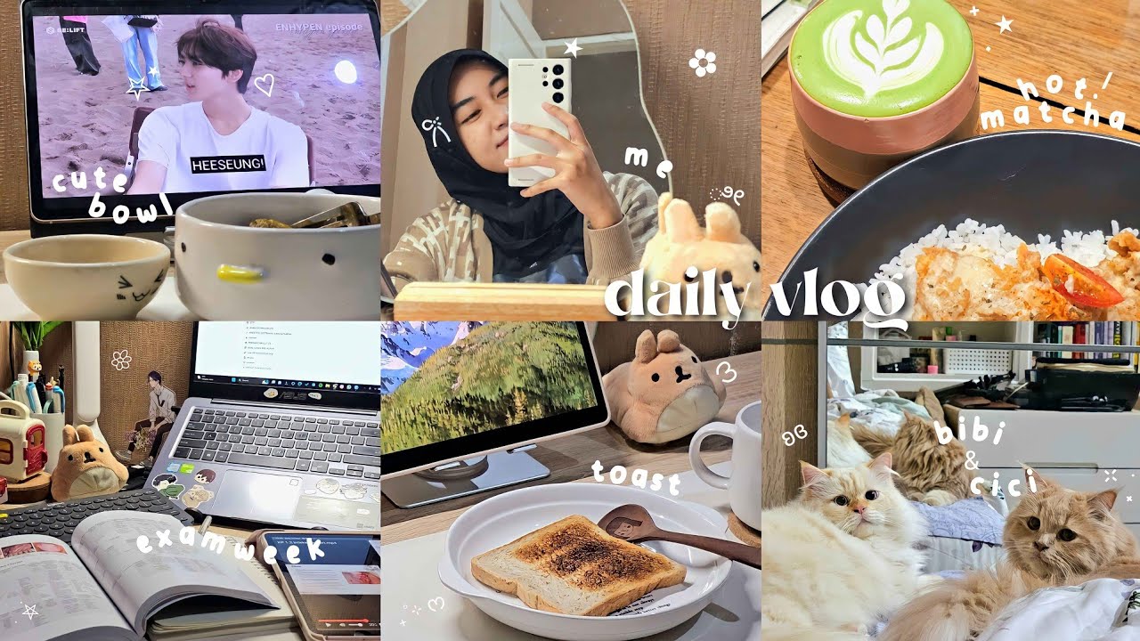 daily vlog🧸🍪 : productive day, exam week, studying at cafe, realistic uni life, unboxing package