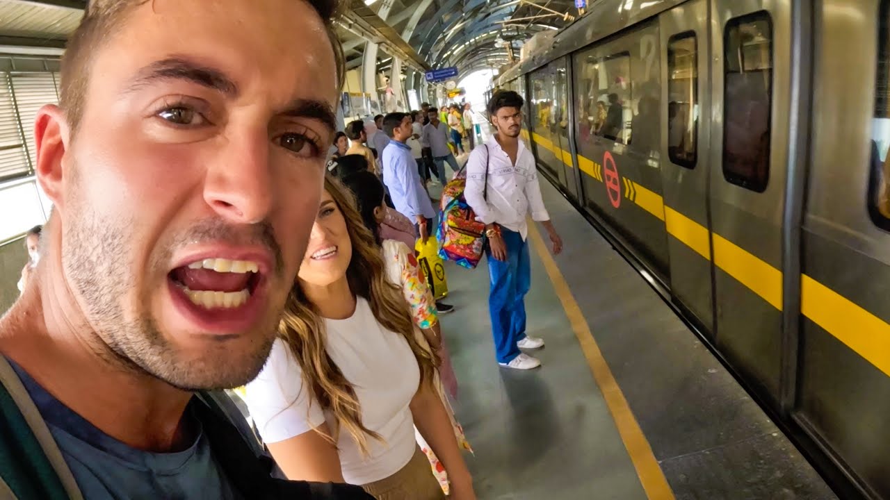Our First DELHI Metro Ride 🇮🇳 (local bought our tickets!!!)