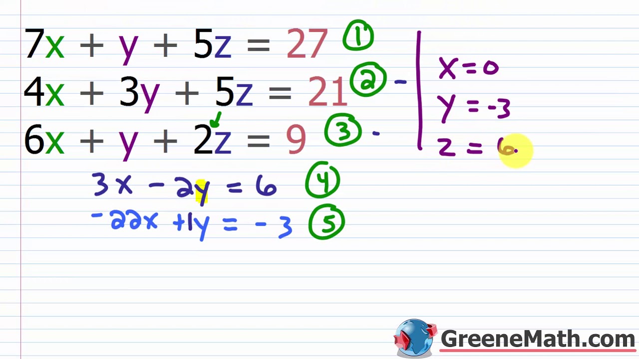Solving Systems of Linear Equations in Three Variables