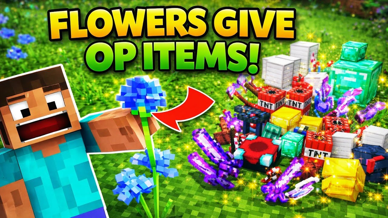 Minecraft but flowers give op items | N1NZO 