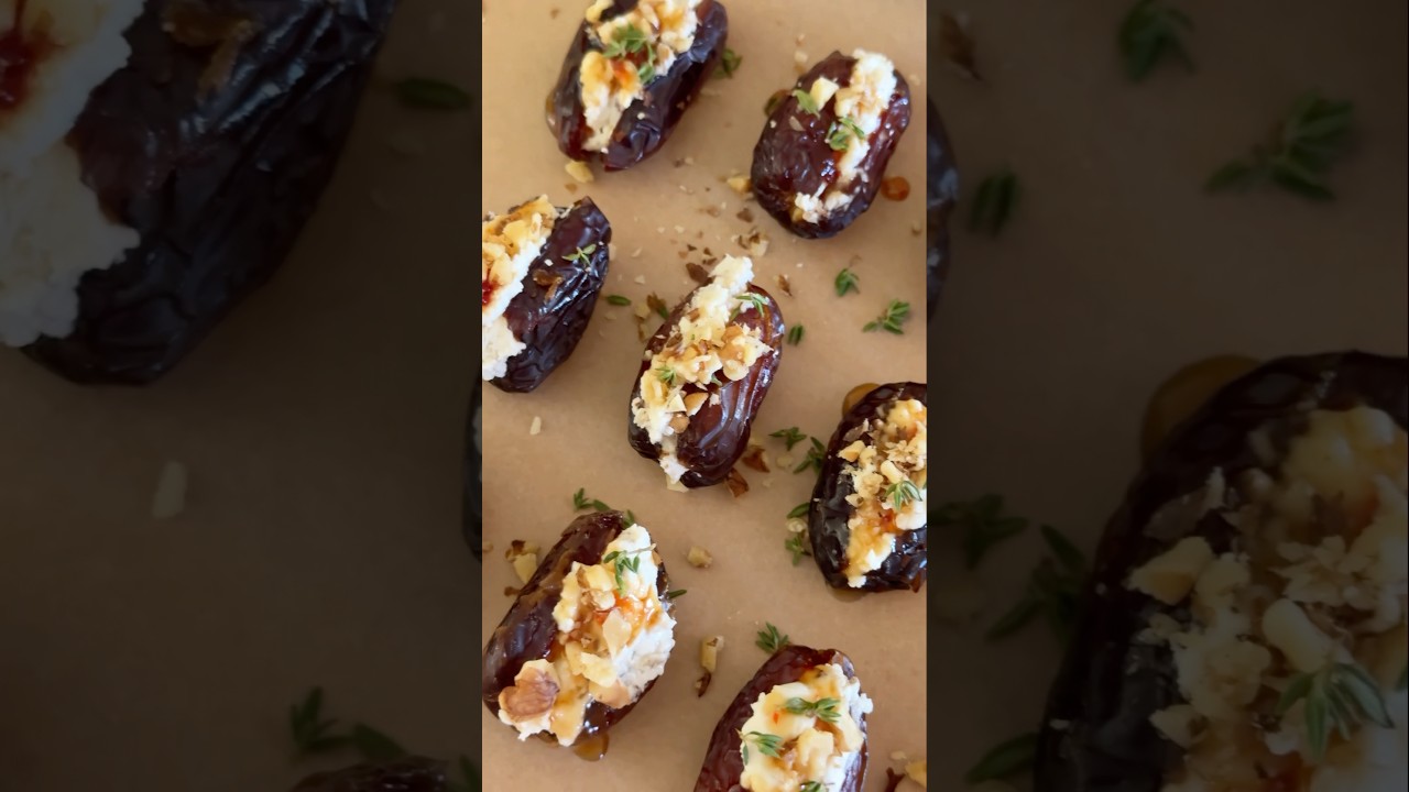 Goats cheese stuffed dates! #holidayfood #holidayrecipes #healthyrecipes #apetizer