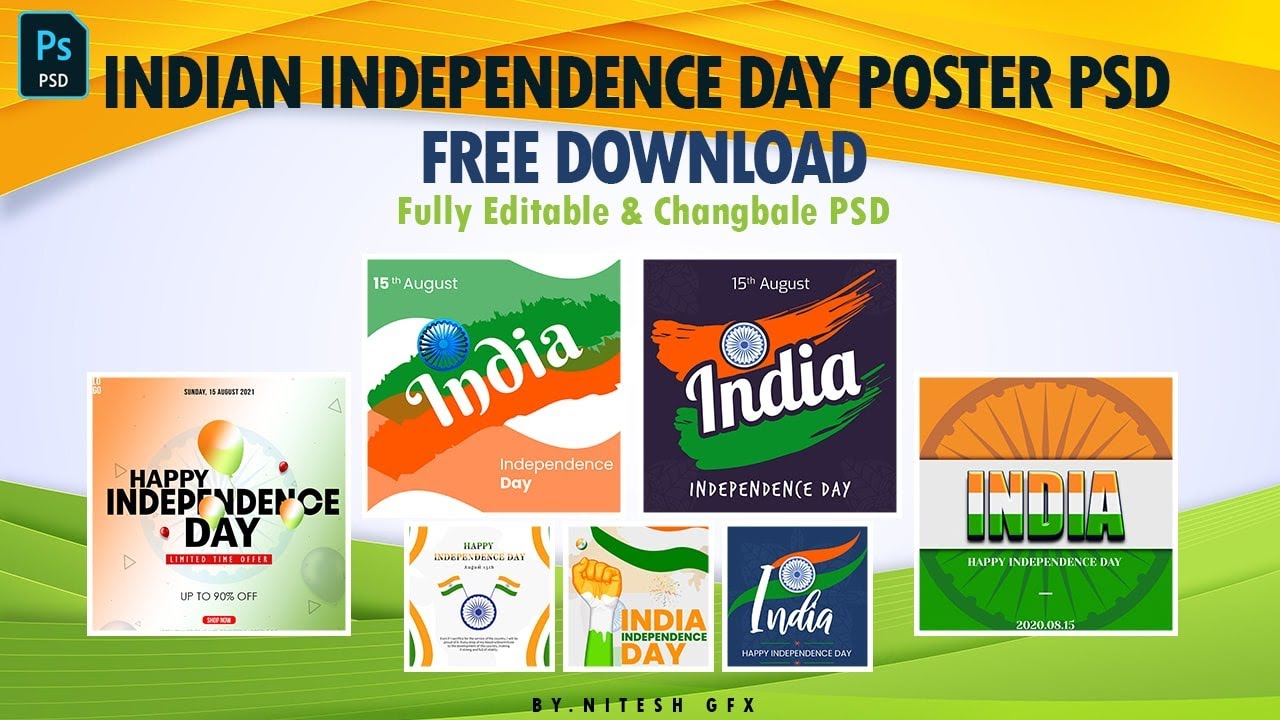 Indian Independence Day Poster Template Free Download || Nitesh GFX ||