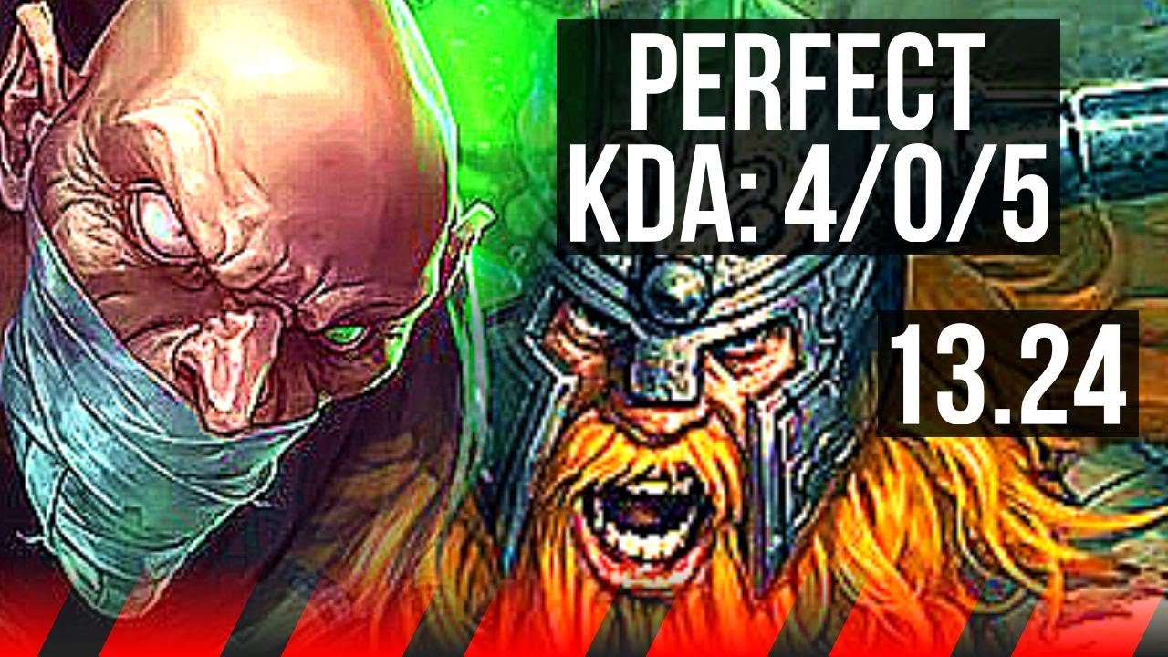 SINGED vs OLAF (TOP) | 4/0/5, 1.6M mastery, 1000+ games, Rank 15 Singed | KR Master | 13.24