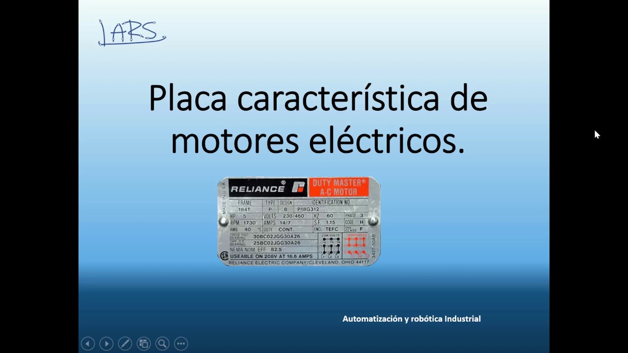 Placa de características de un motor eléctrico.