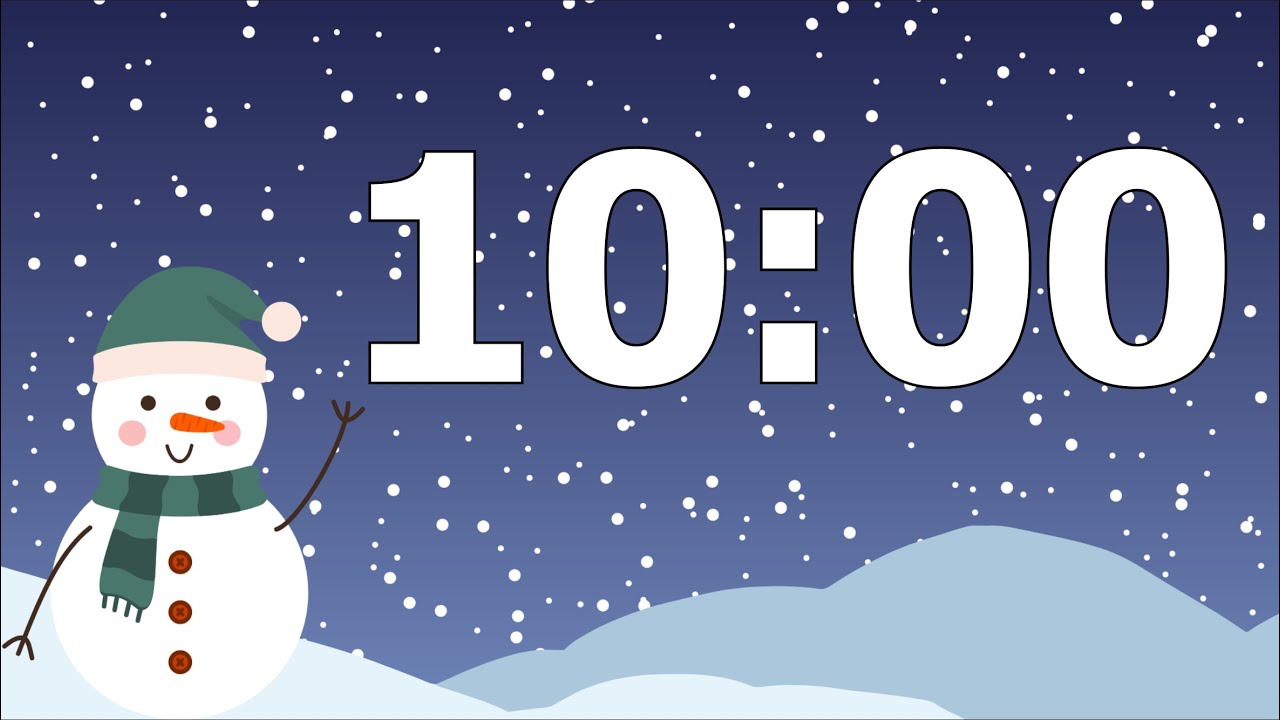 10 Minute Happy Winter Snowman Timer (Calm Snow Piano Alarm at End, No Music)