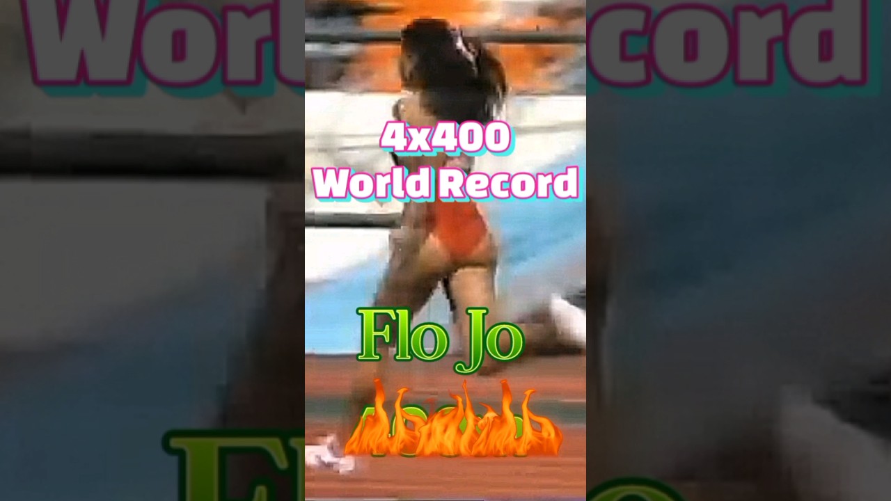 Florence Griffith Joyner.  4x400 World Record. Flo Jo's incredible 48.08. Seoul 1988. #flojo