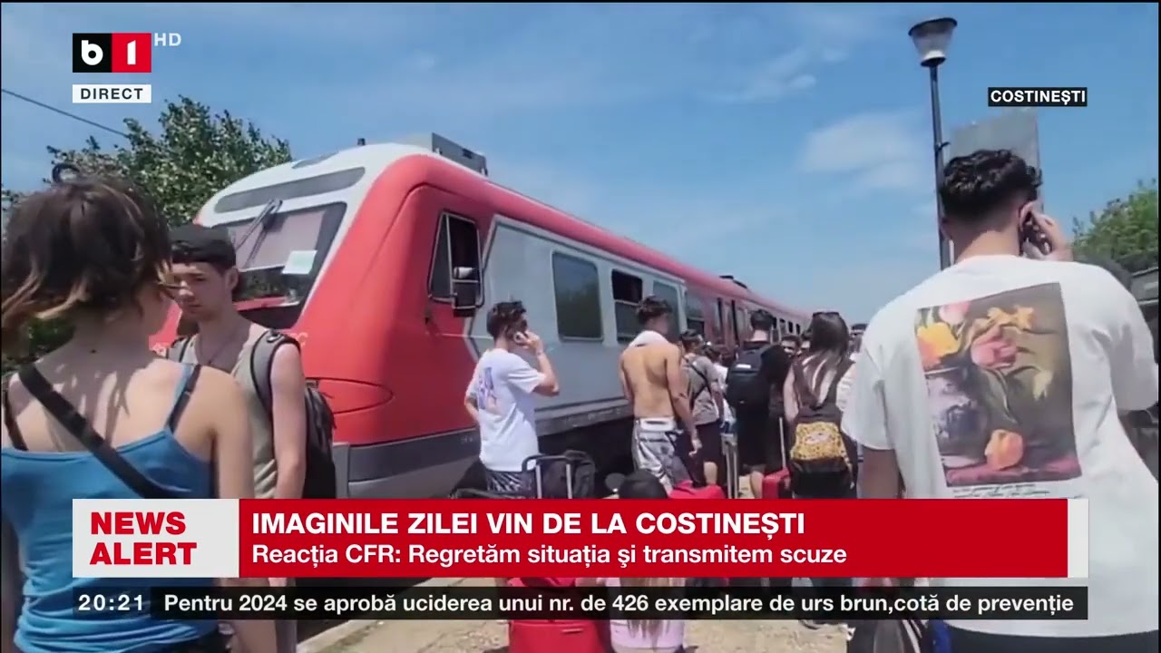 SUTE DE TINERI  NEVOIȚI SĂ AȘTEPTE TRENUL ÎN SOARE LA COSTINEȘTI. Știri B1TV_15 iulie 2024