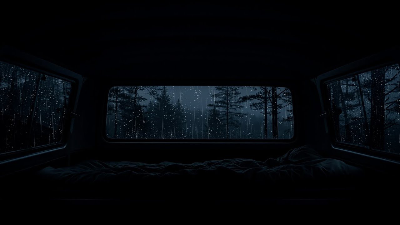 Asleep in 3 Minutes with Heavy Rain & Strong Thunder Pounding on the Car in a Dark Forest
