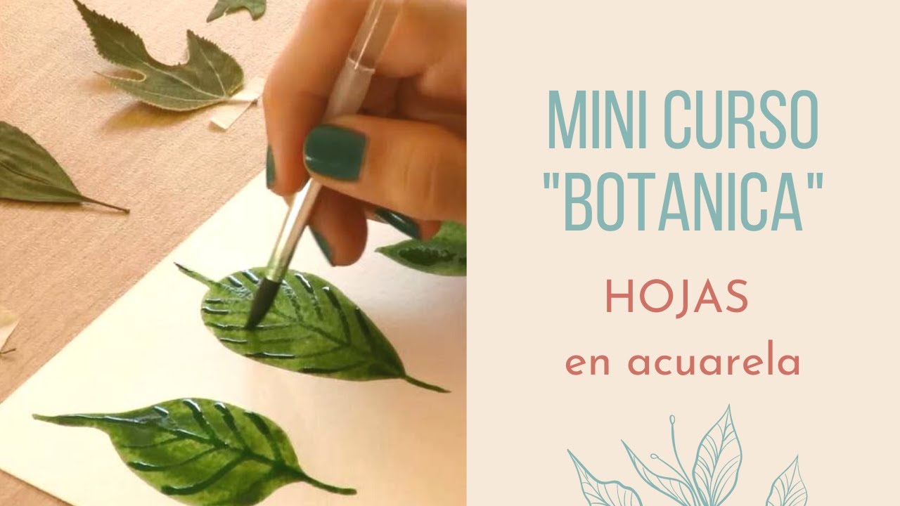 Como pintar FLORES y HOJAS con Acuarela 🎨🖌  (Mini Curso Botánica - HOJAS 1/3)