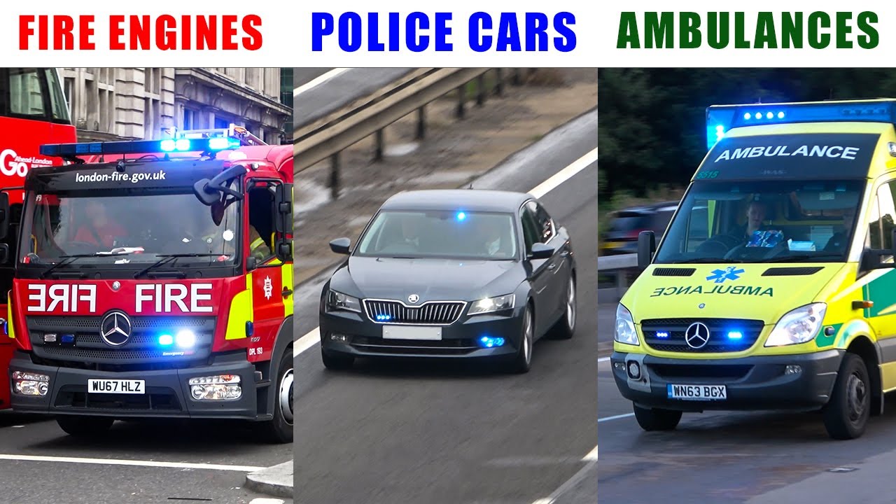 SPECIALIST ROYAL PROTECTION! Fire Engines, Police Cars & Ambulances Responding with Lights + Sirens