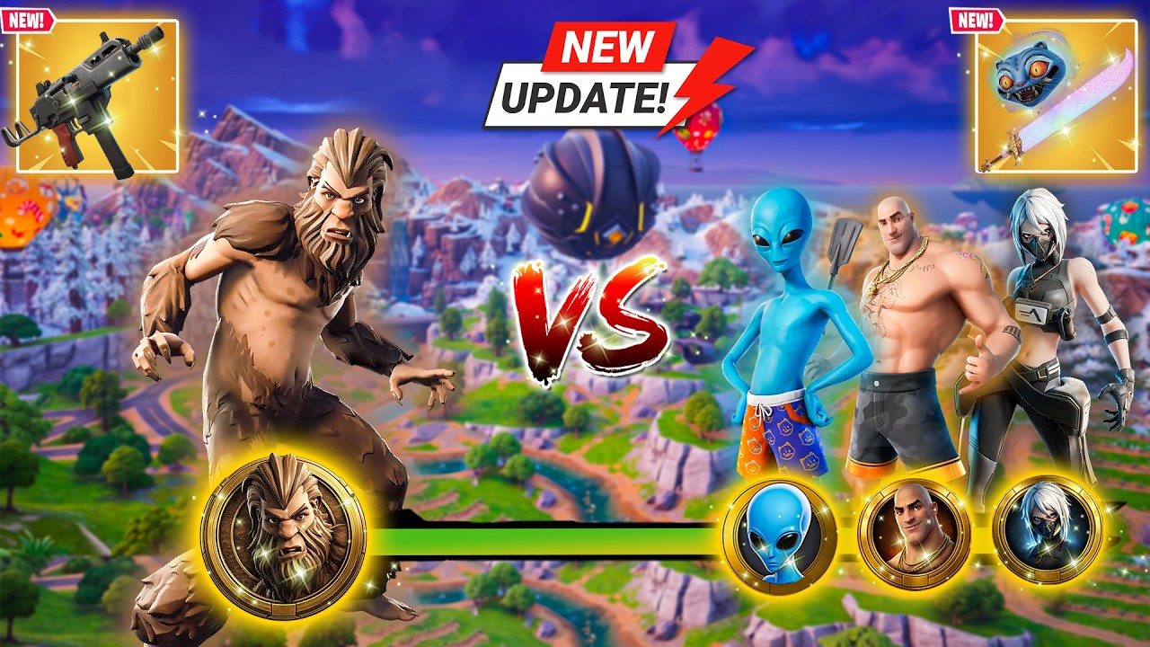 BIGFOOT VS ALL BOSSES CHALLENGE IN FORTNITE! (Chapter 7 Season 1)